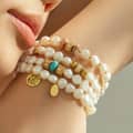 Vintage Style Freshwater Pearl Natural Stone Bracelet Stainless Steel 18K Gold Handmade Beads Bracelet 4