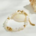 Vintage Style Freshwater Pearl Natural Stone Bracelet Stainless Steel 18K Gold Handmade Beads Bracelet 5