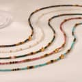Multicolor Stone Beaded Necklace With Gold Spacers, Non-Tarnish Waterproof Stainless Steel Handmade Boho 4