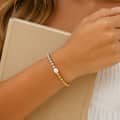 Freshwater Pearl Bracelet Handmade Beaded Gold Silver Stainless Steel Dainty Stackable 3