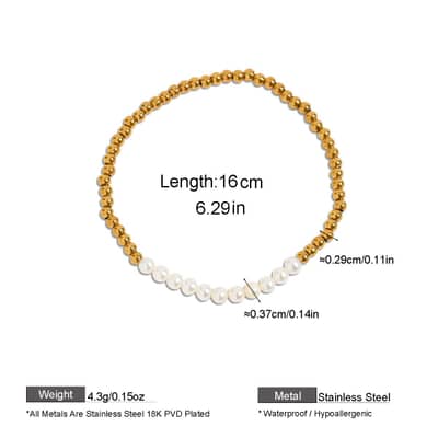 Freshwater Pearl Bracelet Handmade Beaded Gold Silver Stainless Steel Dainty Stackable detail 6