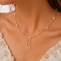 18K Gold PVD Stainless Steel Freshwater Real Pearl Necklace, Elegant Fringe Pearl Drop Pendant 4