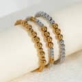 Gold Silver Beaded Bracelets Stainless Steel PVD Coated Waterproof Stretch 1