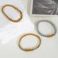 Gold Silver Beaded Bracelets Stainless Steel PVD Coated Waterproof Stretch 3