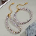 Natural Lavender Freshwater Pearl Bracelet Rice Shape Purple Pearl 18K Gold Real Pearl 1
