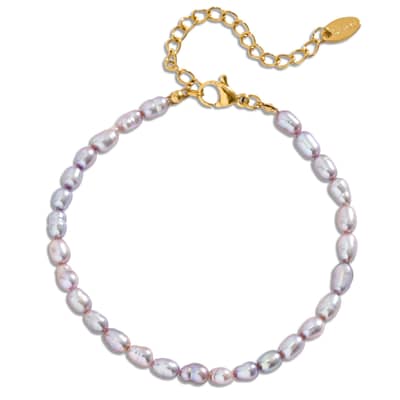 Natural Lavender Freshwater Pearl Bracelet Rice Shape Purple Pearl 18K Gold Real Pearl detail 3
