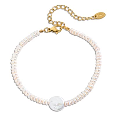 Natural Lavender Freshwater Pearl Bracelet Rice Shape Purple Pearl 18K Gold Real Pearl detail 4
