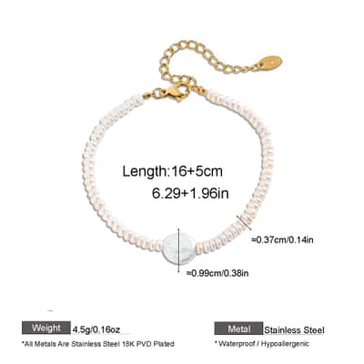 Natural Lavender Freshwater Pearl Bracelet Rice Shape Purple Pearl 18K Gold Real Pearl detail 6