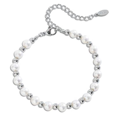Freshwater Pearl Paperclip Chain Bracelet Stainless Steel Beaded Link Waterproof and Colorfast detail 4