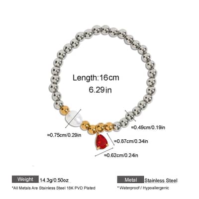 Freshwater Pearl Birthstone Bracelet Colorful Teardrop Gemstone Pendant Stackable Beaded Birthday Gift detail 5