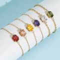 Oval Gemstone Birthstone Bracelet 18K Gold Colorful Zircon Waterproof 316 Stainless Steel 2