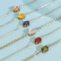 Oval Gemstone Birthstone Bracelet 18K Gold Colorful Zircon Waterproof 316 Stainless Steel 3