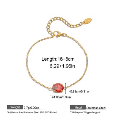 Oval Gemstone Birthstone Bracelet 18K Gold Colorful Zircon Waterproof 316 Stainless Steel detail 5