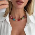 Handmade Multicolor Chunky Gemstone Beaded Necklace, Boho Resin Acrylic Stone Choker 3