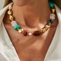 Handmade Multicolor Chunky Gemstone Beaded Necklace, Boho Resin Acrylic Stone Choker 6