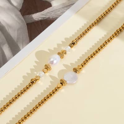 Real Pearl Bracelet Crystal Bead Rice Pearl Beaded Non-fading Handmade detail 2
