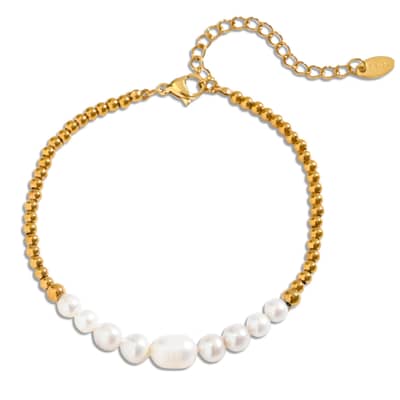 Real Pearl Bracelet Crystal Bead Rice Pearl Beaded Non-fading Handmade detail 4