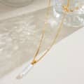Baroque Pearl Necklace 18K Waterproof Stainless Steel, Pearl Flower Real Pearl Geometric Vintage Charm 2