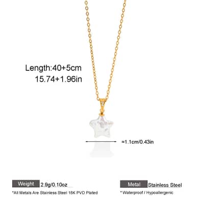 Baroque Pearl Necklace 18K Waterproof Stainless Steel, Pearl Flower Real Pearl Geometric Vintage Charm detail 4
