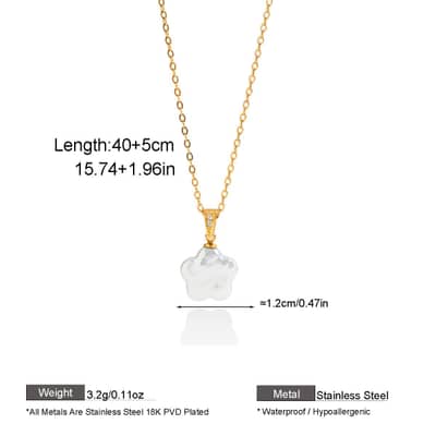 Baroque Pearl Necklace 18K Waterproof Stainless Steel, Pearl Flower Real Pearl Geometric Vintage Charm detail 6