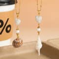 Natural Shell Freshwater Pearl Necklace, Gold Plated Heart Pearl Cowrie Shell Pendant Boho 2