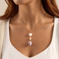 Natural Shell Freshwater Pearl Necklace, Gold Plated Heart Pearl Cowrie Shell Pendant Boho 3