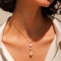 Natural Shell Freshwater Pearl Necklace, Gold Plated Heart Pearl Cowrie Shell Pendant Boho 4