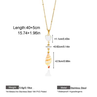 Natural Shell Freshwater Pearl Necklace, Gold Plated Heart Pearl Cowrie Shell Pendant Boho detail 6