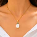 Natural Square Pearl Necklace, Baroque Pearl 18K Gold Plated Tarnish-Free Rectangle Pearl Pendant 4