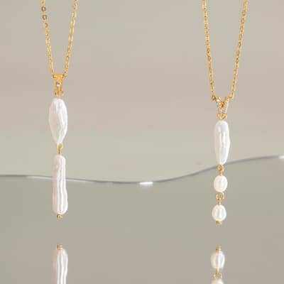 Natural Irregular Freshwater Pearl Necklace, 18K Gold Pearl Pendant Baroque detail 4