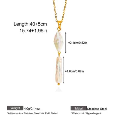 Natural Irregular Freshwater Pearl Necklace, 18K Gold Pearl Pendant Baroque detail 5