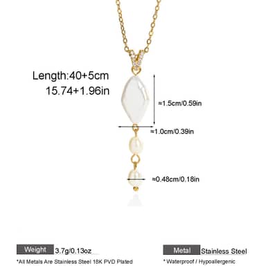 Natural Irregular Freshwater Pearl Necklace, 18K Gold Pearl Pendant Baroque detail 6