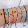 Natural Stone Beads Bracelet Waterproof Stainless Steel Turquoise Handmade Beaded Charm 2
