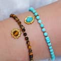 Natural Stone Beads Bracelet Waterproof Stainless Steel Turquoise Handmade Beaded Charm 3