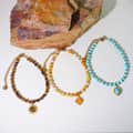 Natural Stone Beads Bracelet Waterproof Stainless Steel Turquoise Handmade Beaded Charm 4