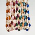 Colorful Marbled Resin Beaded Necklace Set, Irregular Pebble Stone Shape With Gold Spacer Strands 4
