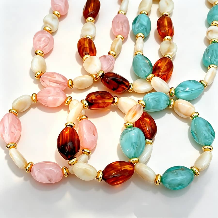 INS Style Acrylic Geometric Oval Beaded Necklace Bracelet Set Party Gift - main