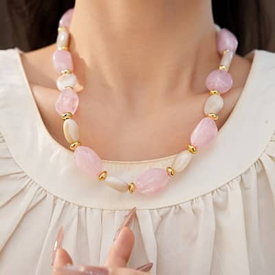 INS Style Acrylic Geometric Oval Beaded Necklace Bracelet Set Party Gift detail 5