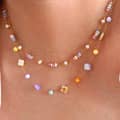 Natural Stone Freshwater Pearl Necklace, Layerable Waterproof Stainless Steel Handmade Bead 3