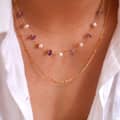 Natural Stone Freshwater Pearl Necklace, Layerable Waterproof Stainless Steel Handmade Bead 4