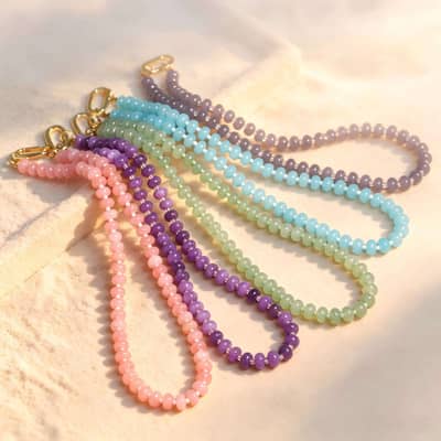 Natural Gemstone Beaded Necklace 18K Spring Clasp, Handmade Bohemian Style detail 3