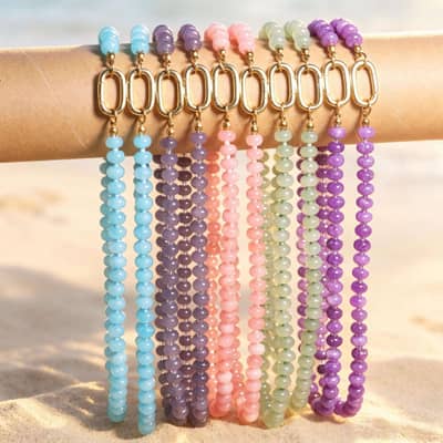 Natural Gemstone Beaded Necklace 18K Spring Clasp, Handmade Bohemian Style detail 5