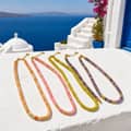 Handmade 2x6mm Natural Stone Beaded Necklace 18K Gold, Gemstone Choker Summer Boho 1