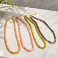 Handmade 2x6mm Natural Stone Beaded Necklace 18K Gold, Gemstone Choker Summer Boho 2