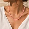 Handmade 2x6mm Natural Stone Beaded Necklace 18K Gold, Gemstone Choker Summer Boho 4