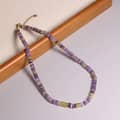 Handmade 2x6mm Natural Stone Beaded Necklace 18K Gold, Gemstone Choker Summer Boho 6