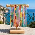 Handmade Natural Stone Beads Necklace 18K Gold, Colorful Gemstone Choker Summer Boho 2