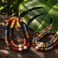 Natural Gemstone Necklace 18K Stainless Steel Waterproof, Large Pearl Gemstone Bead Bohemian 2