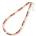 Natural Gemstone Necklace 18K Stainless Steel Waterproof, Large Pearl Gemstone Bead Bohemian 6