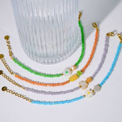 Handmade Beaded Bracelet Natural Shell Pearl Crystal Natural Stone Stainless Steel detail 3